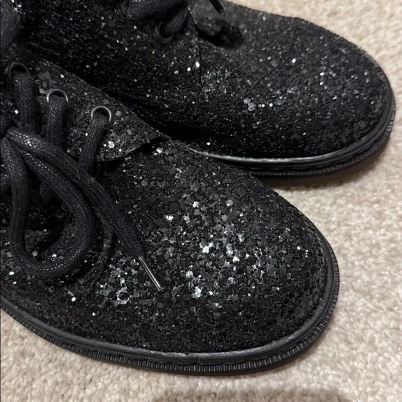 Topshop Sparkly Black Lace-Up Shoes size 8.5 - Picture 3 of 6